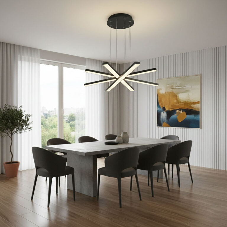 لوستر مدرن مدل سرو آویز چهار شاخه کد SC4 مشکی