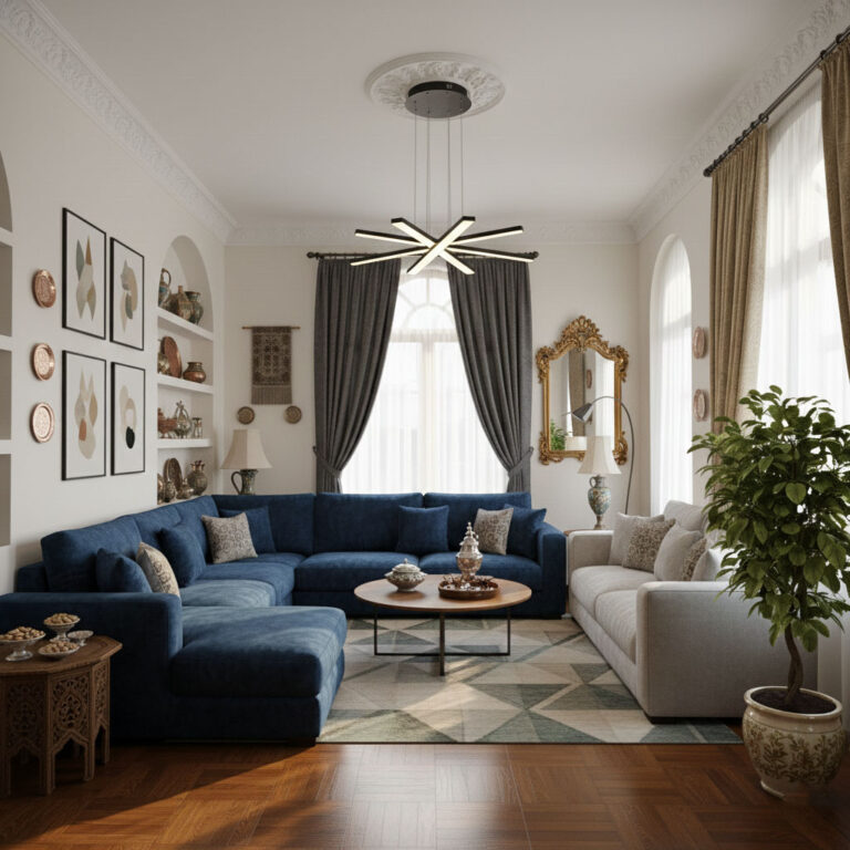 لوستر مدرن مدل سرو آویز چهار شاخه کد SC4 مشکی