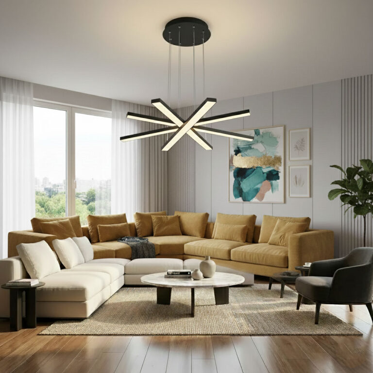 لوستر مدرن مدل سرو آویز چهار شاخه کد SC4 مشکی