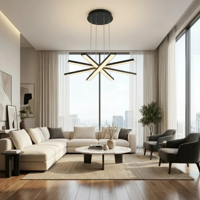 لوستر مدرن مدل سرو آویز چهار شاخه کد SC4 مشکی